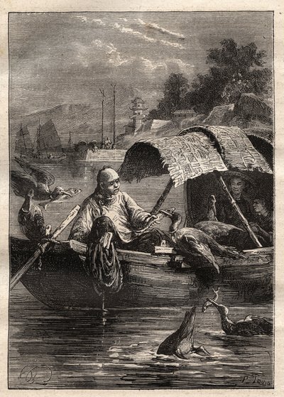 Lord George McCartney (1737-1806) kínai nagykövetsége (1792-1793): A Leut-ze madár a halászatot (kormoránhalászat) jelenti - illusztráció a „18. századi nagy tengerészek” c. alkotó: Unknown artist