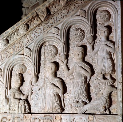 II. Frigyes Hohenstaufen császár (1194-1250) családjával egy 13. századi ambont ábrázolt. Bitonto, katedrális alkotó: Unknown artist