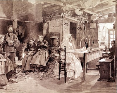 Egy breton legendát ábrázoló metszet, amely szerint a tengerben elhunyt emberek szellemei minden november 1-jén bemutatkoznak szeretteiknek. alkotó: Unknown artist