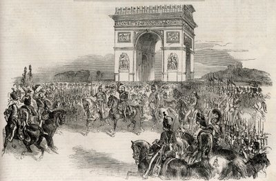 III. Napóleon belépése Párizsba a Diadalíven keresztül 1852. december 2-án, metszet - III. Napóleon francia császár (1808-1873) belép Párizsba 1852.02.12. alkotó: Unknown artist