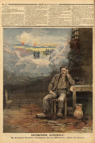 Eugene Turpin (1848-1927) vegyész, a melinit (egy robbanóanyag) feltalálója 1884-ben, cellájában, azzal vádolják (tévesen) hogy eladta találmányát az ellenségnek. Ő inspirálja Jules Verne-t Thomas Roch karakterére a „Face au drapeau” című regényben. Bevésé alkotó: Unknown artist