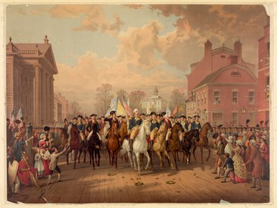 Evakuálás napja és Washington diadalmas bevonulása New Yorkban, november 25. alkotó: Unknown Artist