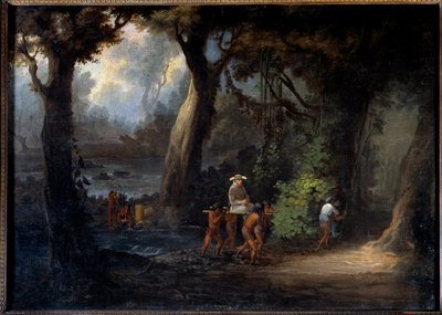 Evangelizáció: „” A dél-amerikai bankmisszionáriusokat az indiánok viszik””” Névtelen 19. századi festmény. La Rochelle, Újvilág Múzeum alkotó: Unknown artist