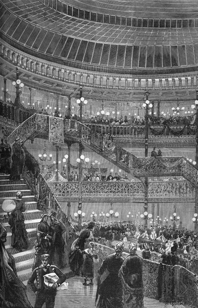 A „Bon marche” üzletek bővítése - A nagy központi lépcsőház. Párizs 1880. alkotó: Unknown artist