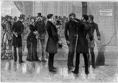 A párizsi „Societe de Physique”-ben, április 16-án vevőkészülék nélküli telefonos adások tapasztalatai alkotó: Unknown artist