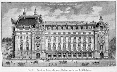 Orléans új állomásának homlokzata a rue de Bellechasse-n - a „La Nature”-ben” alkotó: Unknown artist