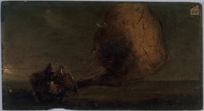 Zuhanó aerosztát, 1860 körül (olaj, fa) alkotó: Unknown artist