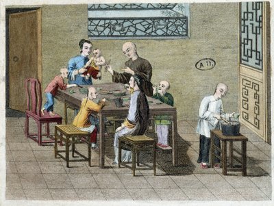 Családi étkezés Kínában a 19. században alkotó: Unknown artist
