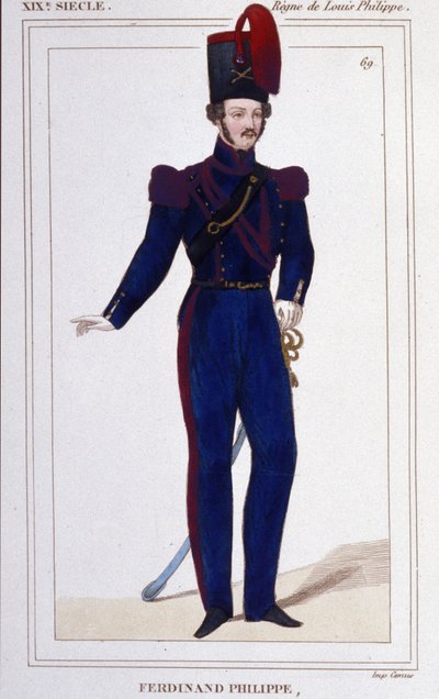 Ferdinand Philippe (Ferdinand-Philippe) Lajos, Chartres hercege, majd Orléans hercege (1810-1842). Francia herceg, Lajos Fülöp 1er (Louis-Philippe) francia király fia. Metszet 1850-ből alkotó: Unknown artist