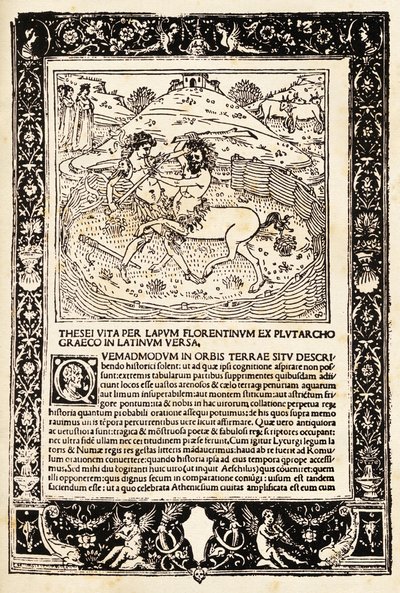 Teseo harca Minotauróval (fametszet) alkotó: Unknown artist