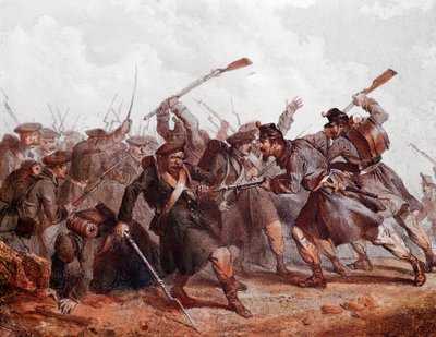Harc az orosz hadsereg és az angol, oszmán és francia koalíció között alkotó: Unknown artist
