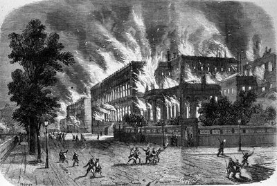 A Számvevőszék és a Becsületlégió tűzvésze 1871. március 23-án a párizsi kommün idején. századi metszet. alkotó: Unknown artist