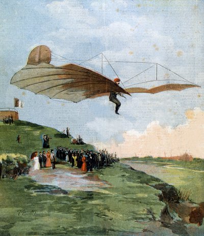 Otto Lilienthal (1848-1896) német mérnök első siklópróbája repülőgépén 1894-ben alkotó: Unknown artist