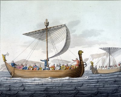 I. Hódító Vilmos flottája (1027-1087) Angliába vitorlázik - „A régi és modern kosztümben”, Ferrario, szerk. Milánó alkotó: Unknown artist