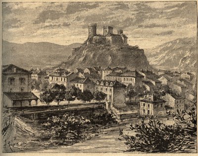 Foix – Ariege – Occitanie – metszet „” PATRIE” betűkkel – PECTUREQUIREQUE FRANCIAORSZÁG LEÍRÁSA 6 KÖTETŐBEN LUCIEN HUARD TÁRSA – 19. század vége alkotó: Unknown artist