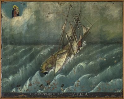 Volt voto (ex voto) tengerész, népszerű ajánlat a Nápoly melletti Carmine templomból, Torre del Grecóból érkező tengerészek odaadásának és hálájának zálogaként. alkotó: Unknown artist