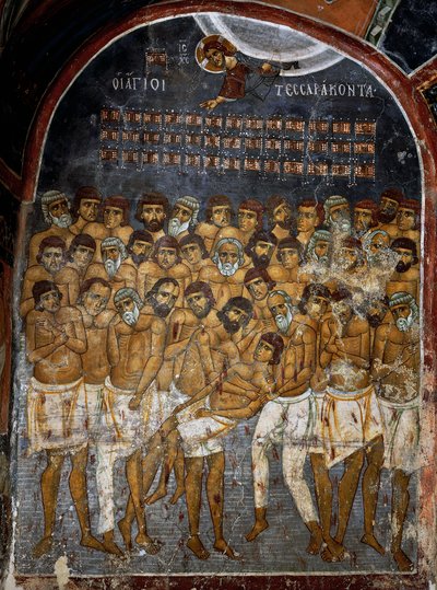 Sebaste negyven mártírja vagy Szent Negyven, freskó (XII. század), Ayios Nikolaos tis Steyis (Tetőszentmiklós) (XI. század) (Unesco Világörökségi Lista, 2001), Troodos-hegység, Ciprus alkotó: Unknown artist