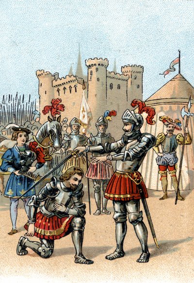 Francia I. Ferenc azt kéri, hogy Bayard Chevalier lovaggá ütötte az olaszországi marignánói csatában aratott győzelem után alkotó: Unknown artist