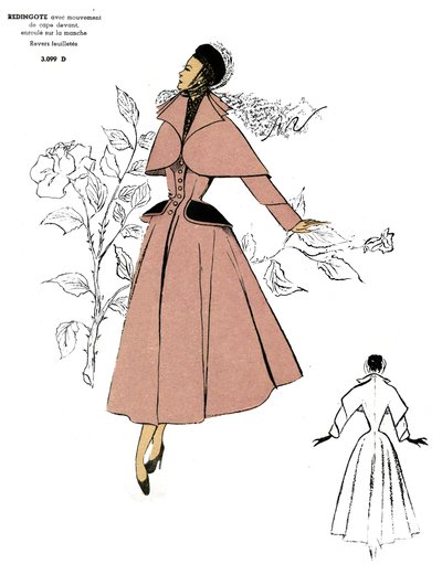 Francia divat, Redingote kabát design. alkotó: Unknown artist