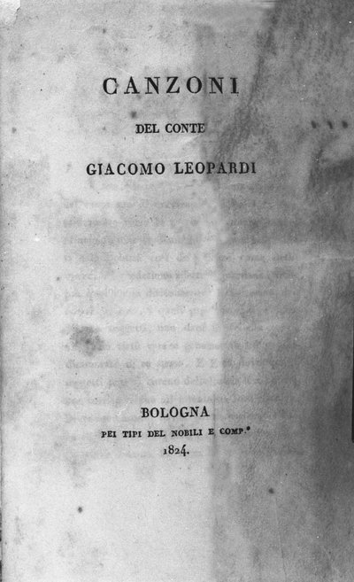 Giacomo Leopardi (1798-1837) olasz költő "" Canzoni"" (énekek) előképe alkotó: Unknown artist