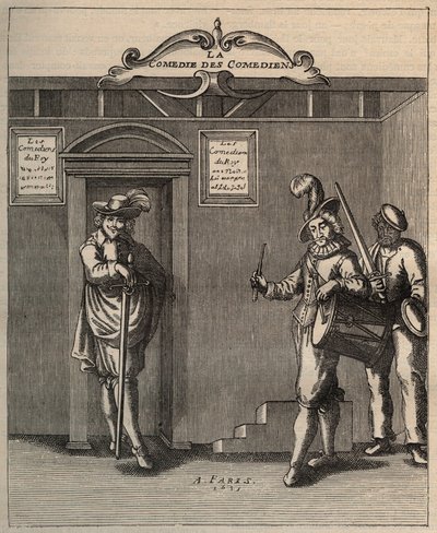 Georges de Scudery „A komikusok vígjátéka, az új találmány költeménye” frontispice - 1635 alkotó: Unknown artist