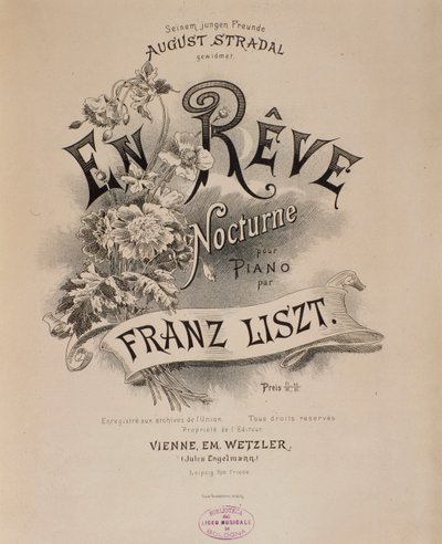 Liszt Ferenc (1811-1886) "" En reve "" partitúrájának frontképe 19. századi Bologna, polgári zenei múzeum alkotó: Unknown artist