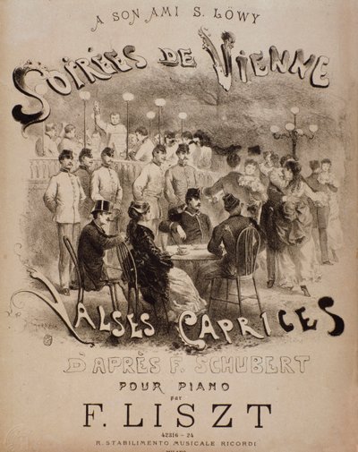 A Soirees de Vienne, Caprices keringők Liszt zongorára című partitúrájának előképe (XIX. század) alkotó: Unknown artist