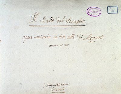 Az Elrablás a szerájból címlapja, Mozart opera, Lichtenthal változat (1838) alkotó: Unknown artist