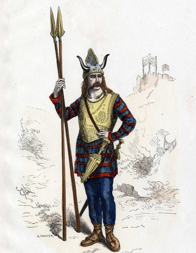 Gall vezető a római hódítás előtt - a „” A franciák polgári és katonai viselete az évszázadok során Paris F. Roy 1882-ben”. alkotó: Unknown artist