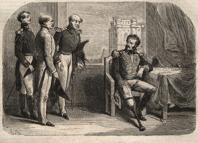 Daumesnil tábornok nem hajlandó átadni a Chateau de Vincennes-t (Franciaország). alkotó: Unknown artist