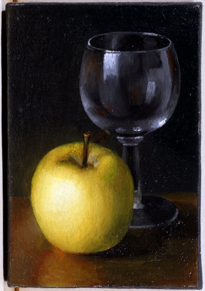 Üveg és sárga alma - Csendélet, Olaj, vászon alkotó: Unknown artist