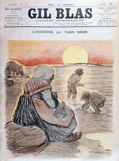 Nagymama és gyerekek a lenyugvó napon, „Gil Blas” augusztus 20 alkotó: Unknown artist