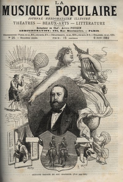 Gustave Nadaud (1820-1893), francia dalszerző és dalai – metszet a „La musique populaire”” jeles hetilapban – 1882 alkotó: Unknown artist