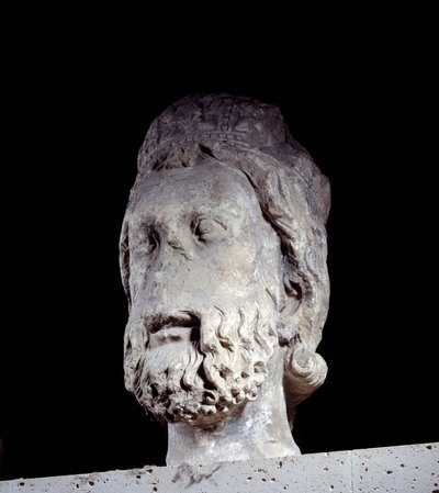 Júda királyának feje a Cathedrale Notre Dame de Parisból. 1220-1230 körül Párizs, Középkori Nemzeti Múzeum, Thermes de Cluny alkotó: Unknown artist