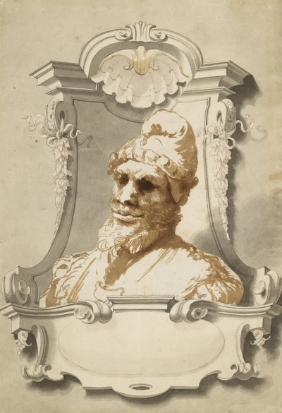 Egy ember feje, 17. század körül (ecsetrajz a bisztreben) alkotó: Unknown artist