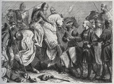 III. Henriket (Henry III Plantagenet Anglia) (1207-1272) V. Simon Montfortból (kb. 1208-1265) elfogja a sussexi Lewesben 1264 - metszet 1864 alkotó: Unknown artist