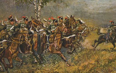 Történelmi képeslap háborús motívummal, támadás a porosz csapatok ellen, Németország alkotó: Unknown artist