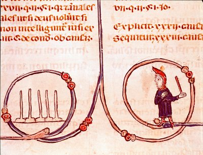 A kánonjog története: "" A teke játék""" A miniatűr a "" Decret de Gratien"-ből ("Concordia discordantium canonum" vagy "Decretum Gratiani") 1140-ből származik, és a római katolikus egyház törvényeit és kánonjait szabályozza. . 13. századi Laon, alkotó: Unknown artist