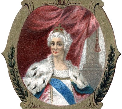 Oroszország története: II. Orosz Katalin portréja (1729-1796). század késői kromolitográfiája. alkotó: Unknown artist