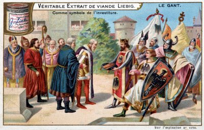 A kesztyű története: a kesztyű mint az invesztitúra szimbóluma - Liebig kromolitográfia alkotó: Unknown artist