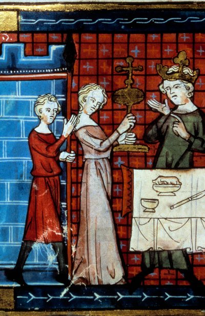 Szent Grál körmenet. Miniatűr a „Tale du Grail” című filmből alkotó: Unknown artist
