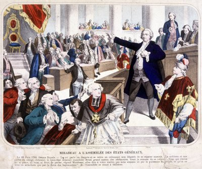 Honore Gabriel (Honore-Gabriel) Riqueti, Mirabeau grófja (1749-1791) az États Génales gyűlésén: „Menj, és mondd meg a gazdádnak, hogy a nép erejével vagyunk itt, és csak tőlünk veszik el őket. a szuronyok erejével”” 23-án alkotó: Unknown artist