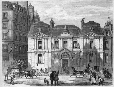 Hotel Carnavalet abban az utcában, amelyet akkoriban Culture Sainte Catherine-nek hívtak Párizsban, ma Musee Carnavalet rue de Sevigne, a Marais kerületben. Metszet a „” L