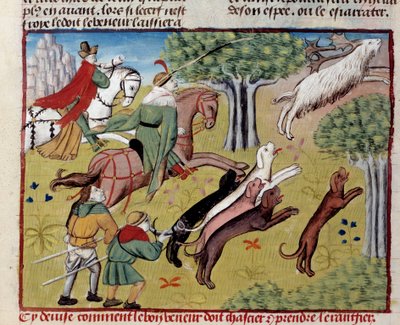 Gaston III Phoebus, Foix grófja, Bearn ura (1331-1391) „A vadászat könyvéből: Hogyan vadászjunk a miniszarvasra” alkotó: Unknown artist