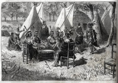 Emberi állatkertek – Emberi Állatkert – Néprajzi kiállítások – Mohas indiánok az akklimatáció kertjében (The Illustrious Diary of 1883) – Tizenöt nebraskai amerikai alkotó: Unknown artist
