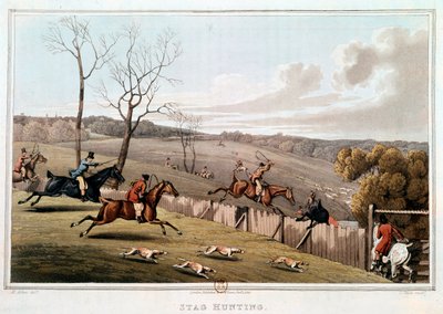 Vadászat Angliában. 19. századi litográfia. Paris, B.N. alkotó: Unknown artist