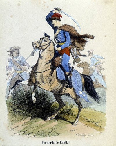 Rautki huszárok 1720-ban harcos. alkotó: Unknown artist