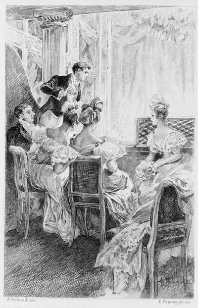 Illusztráció: Stendhal „A vörös és a fekete”. 1830. Metszet a 19. század végéről. alkotó: Unknown artist