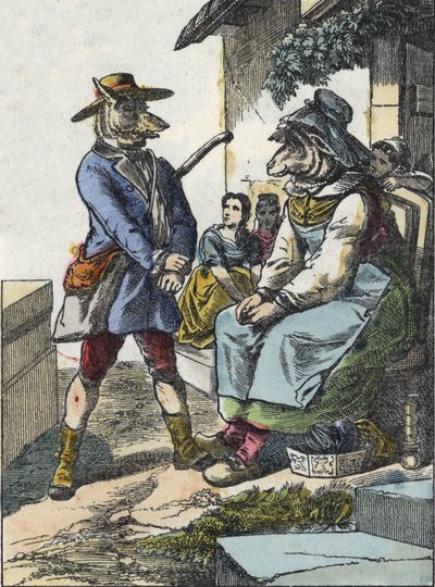 Illusztráció a „Jó anya bárány” című meséhez. A „” Mesék otthonról a kicsiknek” c. századi névtelen metszet. alkotó: Unknown artist