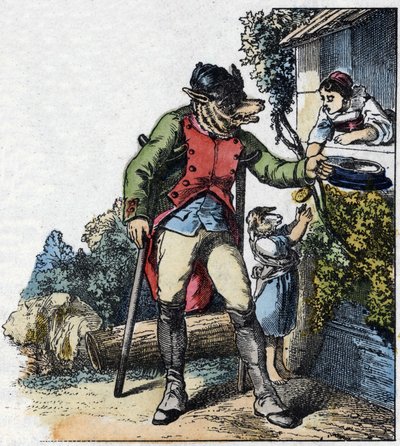Illusztráció a „Jó anya bárány” című meséhez. A „” Mesék otthonról a kicsiknek” c. századi névtelen metszet. alkotó: Unknown artist